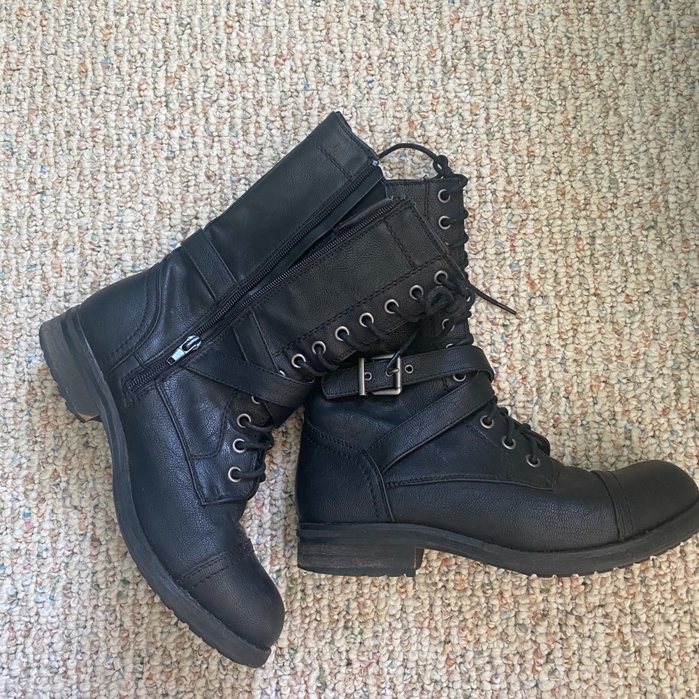 Black trendy combat boots
